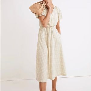 Madewell Plaid Tie Waist Midi Dress